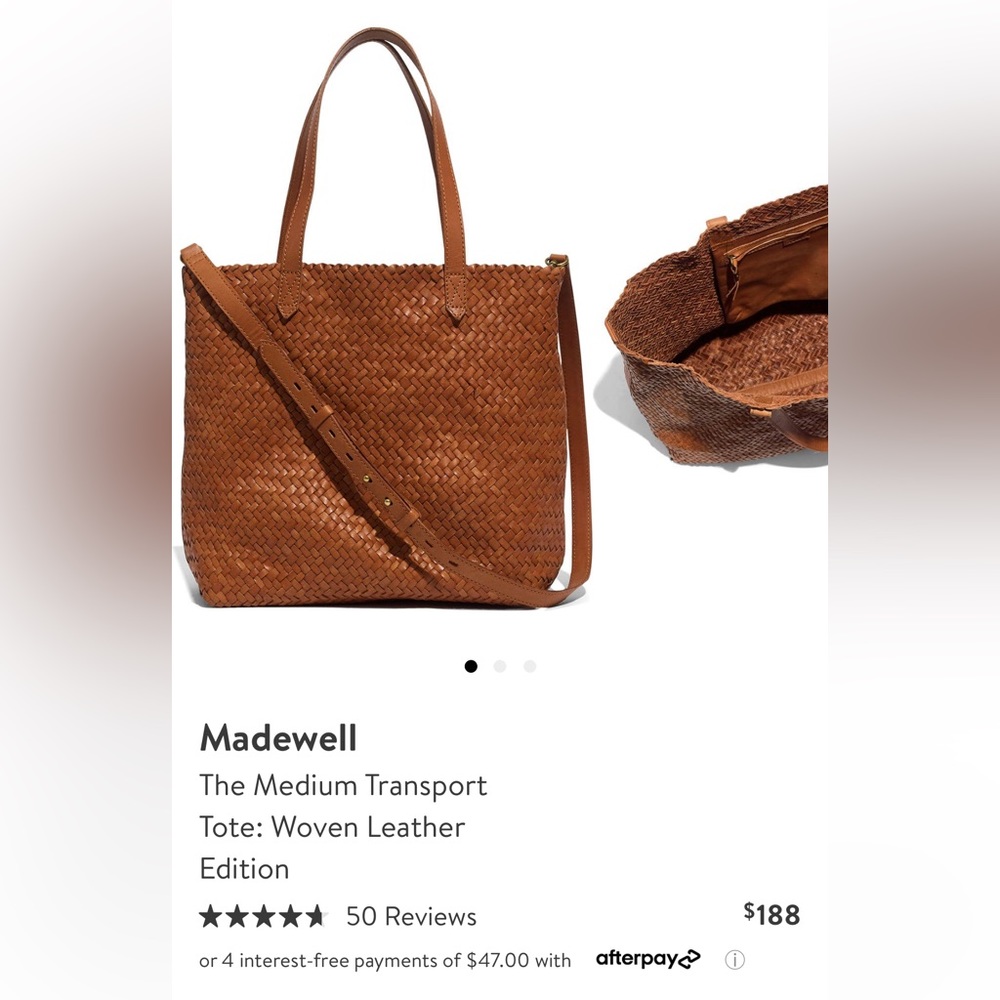 Madewell - Medium Transport Tote: Woven Leather edition